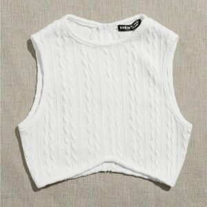 SHEIN Ivory Cable Knit Sleeveless Top
